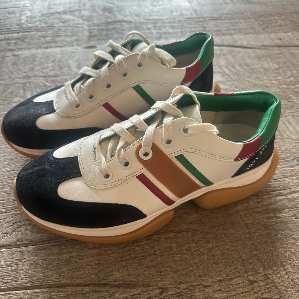 Tory Burch Women’s bubble stripe low top sneakers shoes athletic sport 9.5